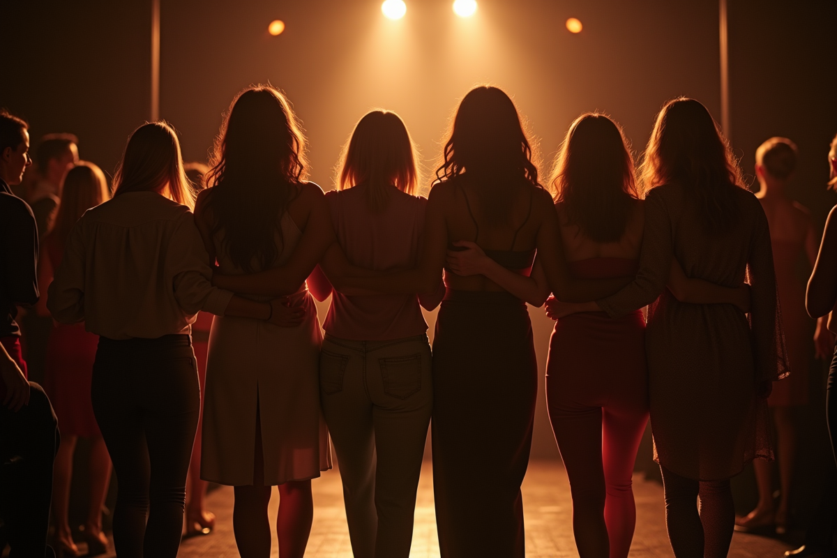 Groupe de femmes modernes dans les coulisses d